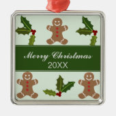 Gingerbread Men und Holly Weihnachten Ornament Aus Metall (Vorne)