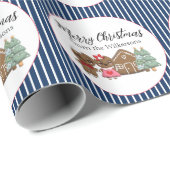 Gingerbread Menschen froh Weihnachts Blue Striped Geschenkpapier (Rolleneckpunkt)