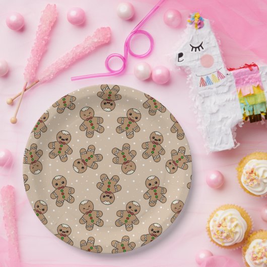 Gingerbread-Menschengeometrie Pappteller (Party)