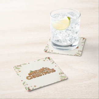 Gingerbread “Merry Christmas” Holiday Coasters Rechteckiger Pappuntersetzer