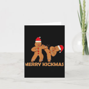 Gingerbread Merry Kickmas Funny Karate Santa Famil Karte