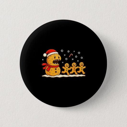 Gingerbread Monster Chase Funny Christmas Cookie X Button (Vorderseite)