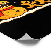 Gingerbread Monster Chase Funny Christmas Cookie X Poster (Ecke)