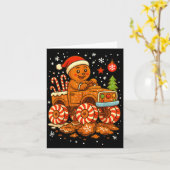 Gingerbread Monster Truck Christmas Snow Cute Xmas Karte (Gelbe Blume)