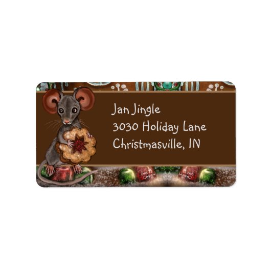 Gingerbread Mouse Weihnachten Adressaufkleber (Vorne)