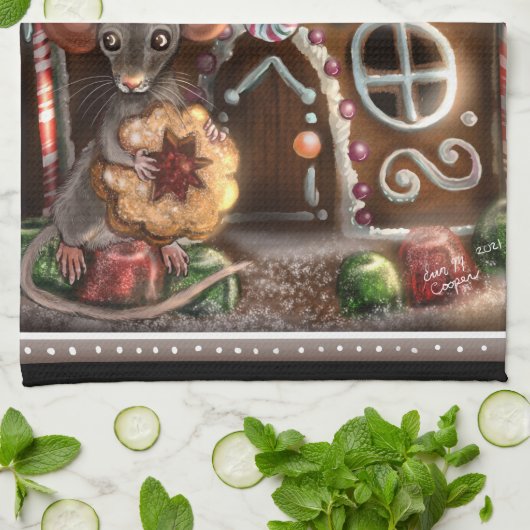 Gingerbread Mouse Weihnachten Geschirrtuch (Gefaltet)