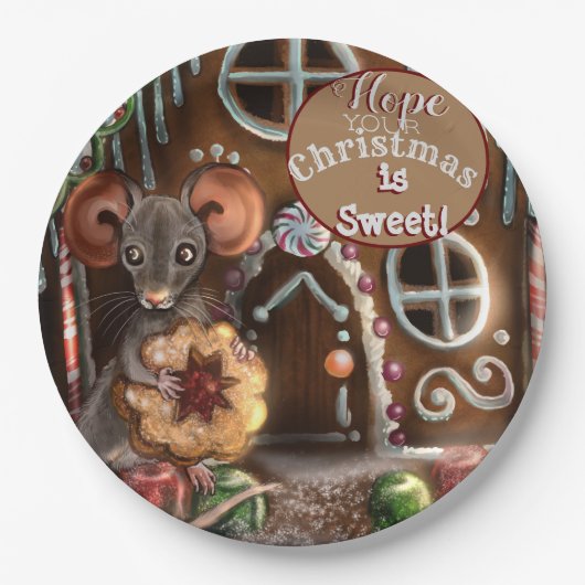 Gingerbread Mouse Weihnachten Pappteller (Vorderseite)