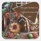 Gingerbread Mouse Weihnachten Quadratischer Aufkleber (Vorderseite)
