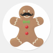 Gingerbread Mustache Man Runder Aufkleber (Vorderseite)
