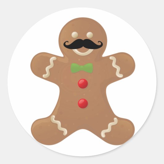 Gingerbread Mustache Man Runder Aufkleber (Vorderseite)