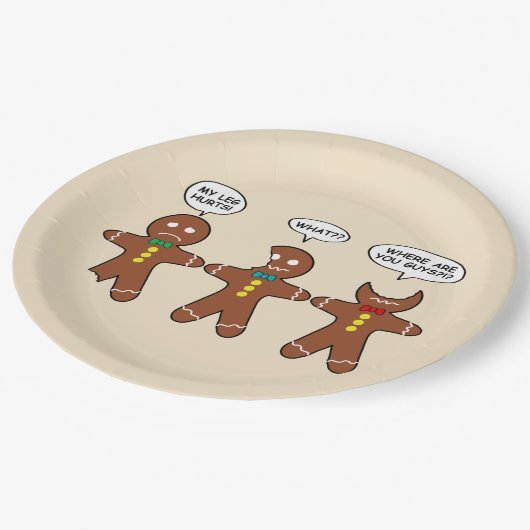 Gingerbread My Leg Hurts Spaß Pappteller (Schrägansicht)