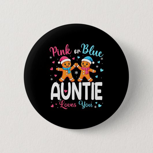 Gingerbread Nk Or Blue Auntie Loves You Christmas Button (Vorderseite)