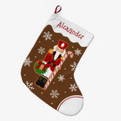 Gingerbread Nutcracker Soldier Großer Weihnachtsstrumpf (Vorderansicht (hängend))