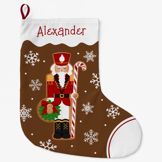 Gingerbread Nutcracker Soldier Großer Weihnachtsstrumpf (Vorderseite)