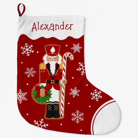 Gingerbread Nutcracker Soldier Großer Weihnachtsstrumpf (Vorderseite)