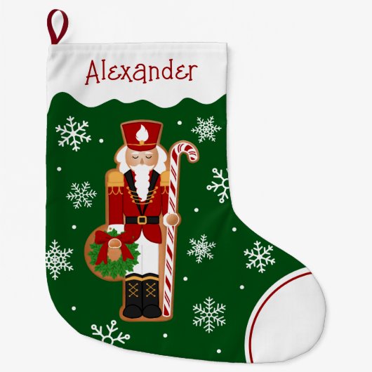 Gingerbread Nutcracker Soldier Large Christmas Sto Großer Weihnachtsstrumpf (Vorderseite)