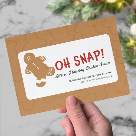 Gingerbread "Oh Snap!" Holiday Cookie Swap Postkarte