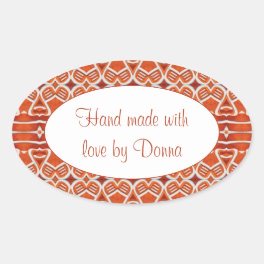 GINGERBREAD Oval "Hand Made Stickers" Ovaler Aufkleber (Vorderseite)