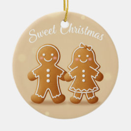 Gingerbread-Paar Süße Weihnachtsbäckerei-Liebhaber Keramik Ornament