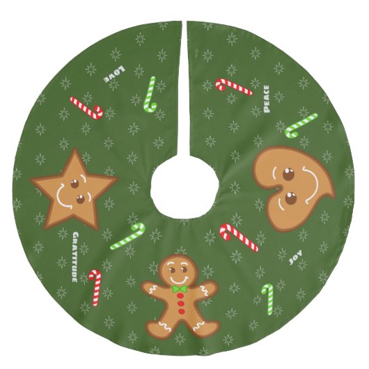 Gingerbread Pals-Candy Cane Text Polyester Weihnachtsbaumdecke (Vorderseite)
