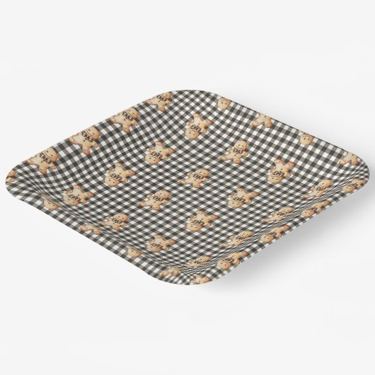 Gingerbread Parade On Gingham! Pappteller (Gewinkelt)