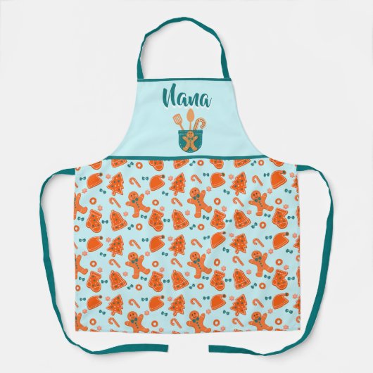 Gingerbread Pattern Grandma Gift Turquoise Schürze (Vorderseite)
