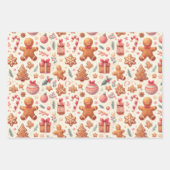 Gingerbread People Stars Trees Candy Canes Cookies Geschenkpapier Set (Vorderseite)