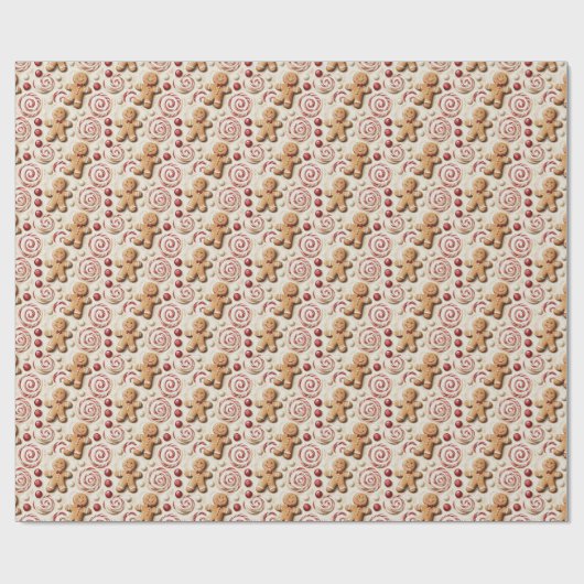 Gingerbread & Peppermint Candy Pattern Geschenkpapier (Flach)