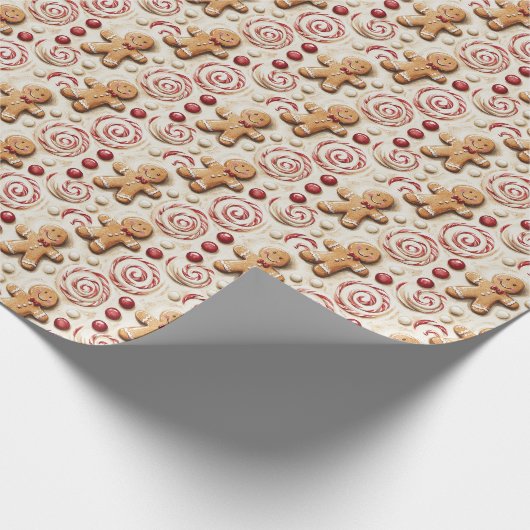 Gingerbread & Peppermint Candy Pattern Geschenkpapier (Ecke)