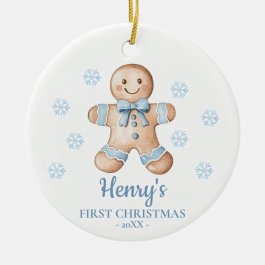 Gingerbread Personalized Baby's First Christmas Keramik Ornament (Vorne)