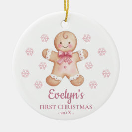 Gingerbread Personalized Girl's First Christmas Keramik Ornament