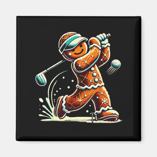 Gingerbread Playing Golf Ball Christmas Golf Lover Magnet (Vorne)
