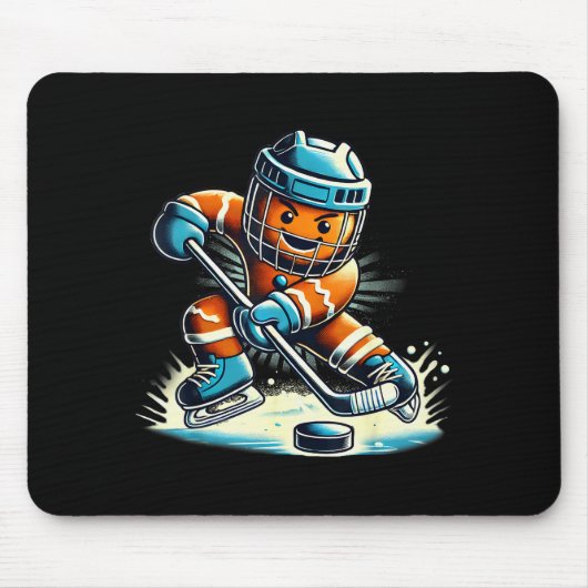 Gingerbread Playing Ice Hockey Lovers Boys Girls C Mousepad (Vorne)