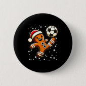 Gingerbread Plays Soccer Bicycle Kick, Cookie Chri Button (Vorderseite)