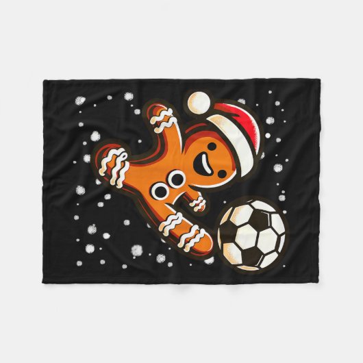 Gingerbread Plays Soccer Bicycle Kick, Cookie Chri Fleecedecke (Vorderseite (Horizontal))