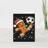 Gingerbread Plays Soccer Bicycle Kick, Cookie Chri Karte (Vorderseite)