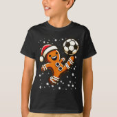 Gingerbread Plays Soccer Bicycle Kick, Cookie Chri T-Shirt (Vorderseite)