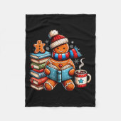 Gingerbread Reading Book Lovers Christmas Bookworm Fleecedecke (Vorderseite)