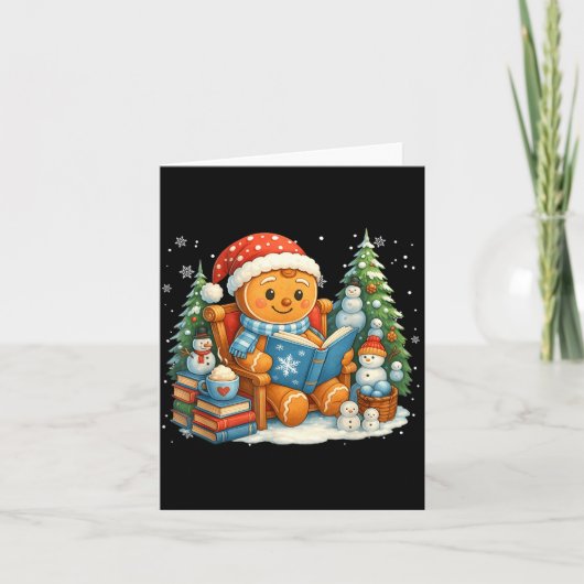 Gingerbread Reading Book Lovers Christmas Bookworm Karte (Vorderseite)