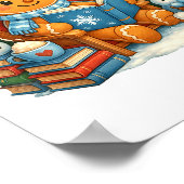 Gingerbread Reading Book Lovers Christmas Bookworm Poster (Ecke)