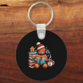 Gingerbread Reading Book Lovers Christmas Bookworm Schlüsselanhänger (Vorderseite)