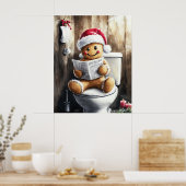 Gingerbread Reading on the Toilet Funny Christmas Poster (Küche)
