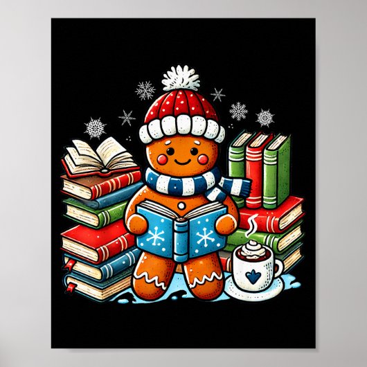 Gingerbread Reading Teacher Bookish Library Kids U Poster (Vorne)
