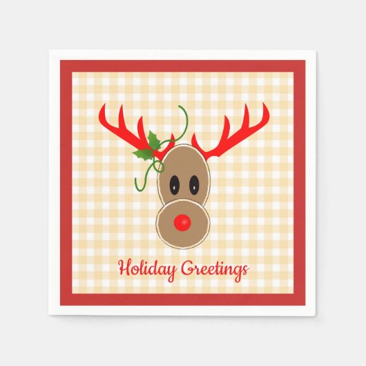 Gingerbread Reindeer zu Gingham Napkins Serviette (Vorderseite)