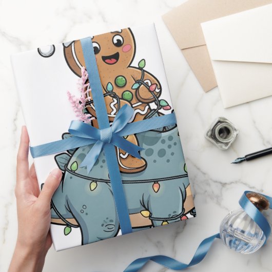 Gingerbread Riad A Dinosaurier Weihnachten Geschenkpapier (Schenken)
