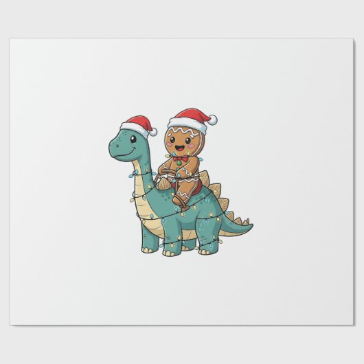 Gingerbread Riad A Dinosaurier Weihnachten Geschenkpapier (Flach)