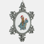 Gingerbread Riad A Dinosaurier Weihnachten Schneeflocken Zinn-Ornament (Links)