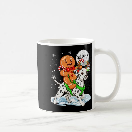 Gingerbread Ridding Dalmatian Reindeer Christmas B Kaffeetasse (Rechts)