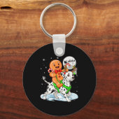 Gingerbread Ridding Dalmatian Reindeer Christmas B Schlüsselanhänger (Vorderseite)