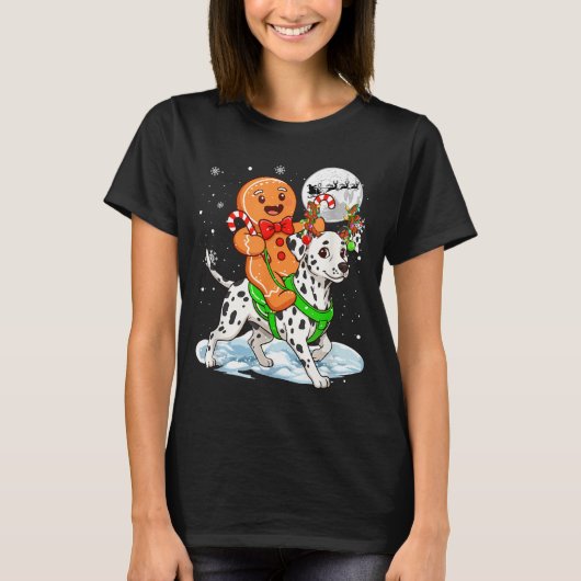 Gingerbread Ridding Dalmatian Reindeer Christmas B T-Shirt (Vorderseite)